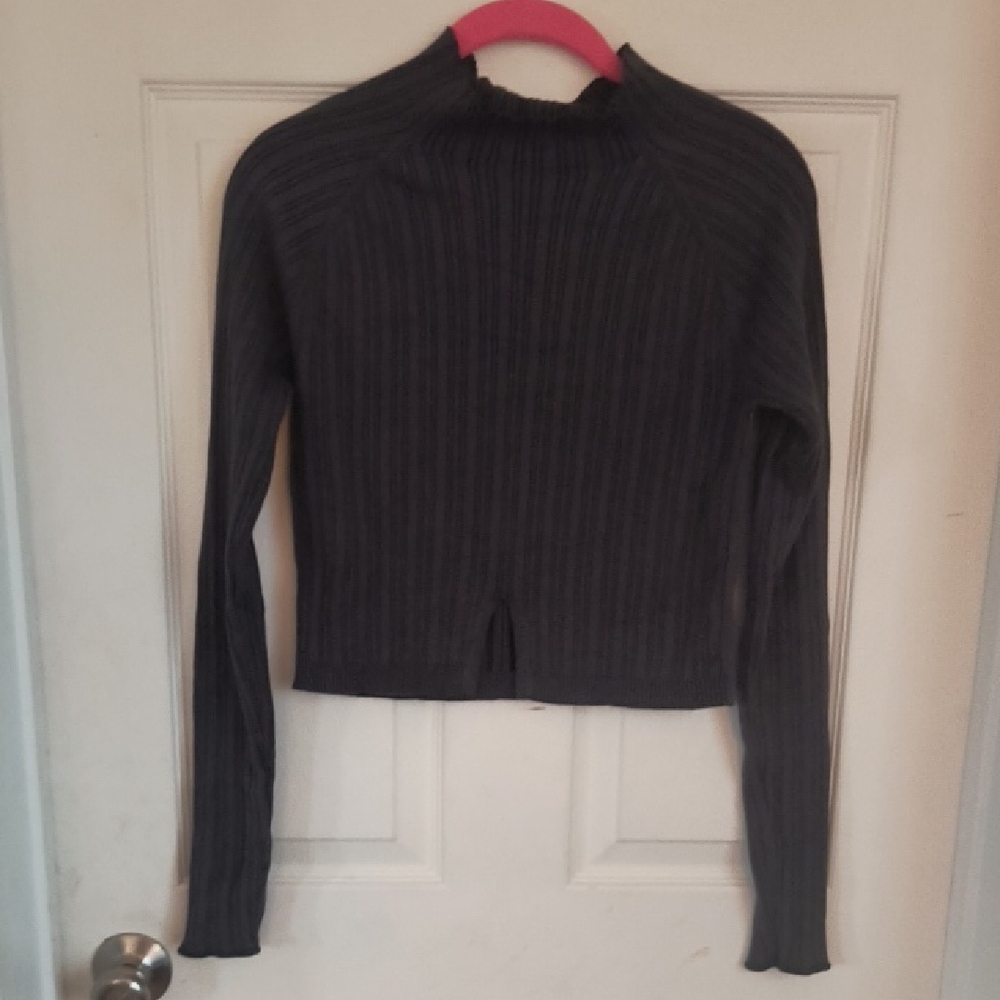 Garage Charcoal Ribbed Knit Top